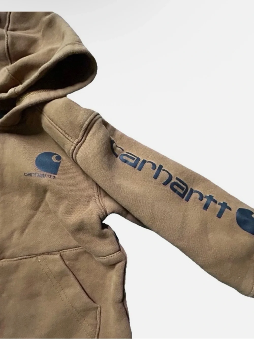 Toddler Boy Carhartt Beige 1/2 Zip Hoodie Size 2T - Picture 2 of 3